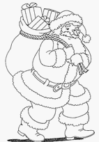 coloriage pere noel portant son sac remplit de cadeaux